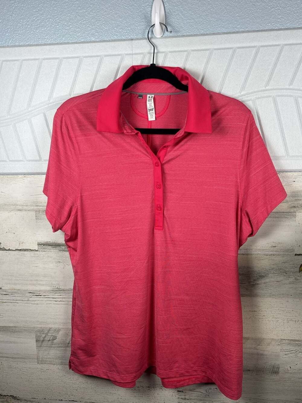 Under Armour HeatGear Fitted Polo Shirt Pink Women's XL
